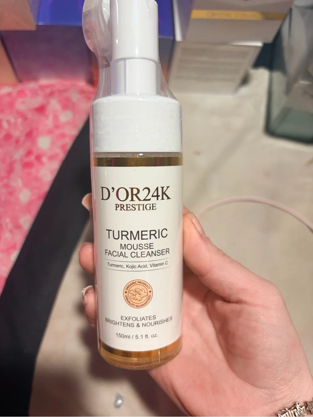 D'OR24K Prestige Turmeric Mousse Facial Cleanser 5.1 oz & Beauty Gift Bag 🎁